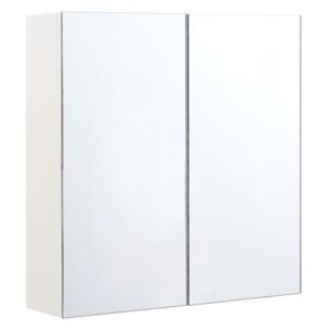 Badrumsskåp med spegel 60 x 60 cm vit/silver NAVARRA Beliani