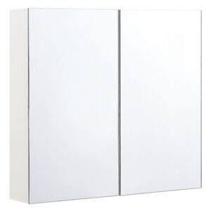 Badrumsskåp med spegel 80 x 70 cm vit/silver NAVARRA Beliani