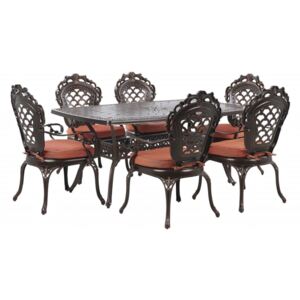 Beliani Trädgårdsmöbelset av bord och 6 stolar mörkbrun LIZZANO