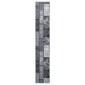 Gångmatta grå BCF med blockmönster 60x500 cm