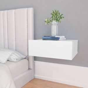 VidaXL Svävande sängbord vit 40x30x15 cm spånskiva