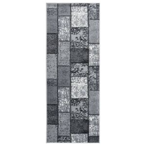Gångmatta grå BCF med blockmönster 100x200 cm