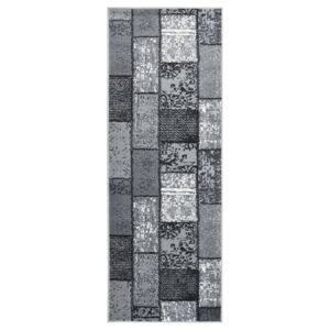Gångmatta grå BCF med blockmönster 80x150 cm