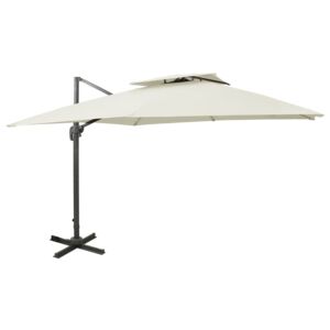 VidaXL Frihängande parasoll med ventilation 300x300 cm sand