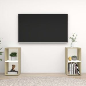 VidaXL TV-skåp 2 st vit och sonoma-ek 72x35x36,5 cm spånskiva