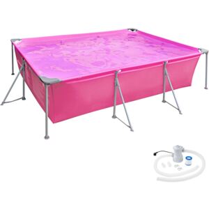 Tectake 403822 pool fyrkantig 300 x 207 x 70 cm - pink