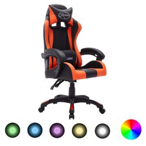 VidaXL Gamingstol med RGB LED-lampor orange och svart konstläder