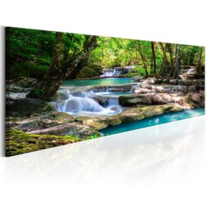 Canvas Tavla - Nature: Forest Waterfall - 120x40