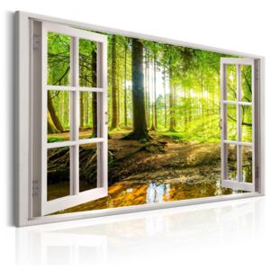 Canvas Tavla - Window: View on Forest - 120x80