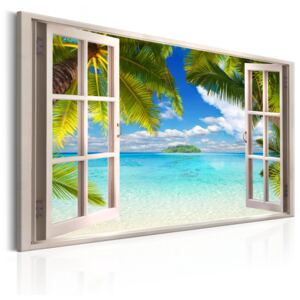 Canvas Tavla - Window: Sea View - 90x60
