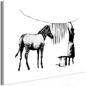 Canvas Tavla - Banksy: Washing Zebra (1 del) Wide - 90x60