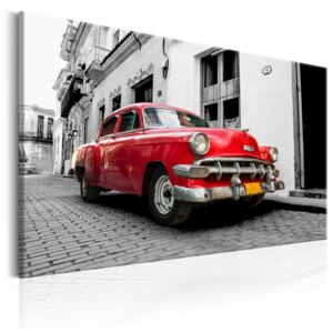 Canvas Tavla - Cuban Classic Car (Red) - 90x60