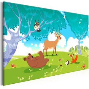Canvas Tavla - Friendly Animals (1 del) Wide - 90x60