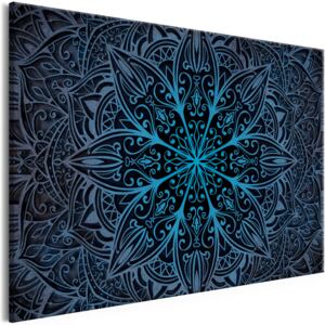 Canvas Tavla - Oriental Flowers (1 del) Narrow Blue - 90x60