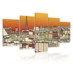Canvas Tavla - Parisian sky in orange colour - 100x50
