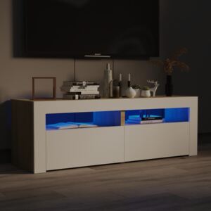 VidaXL TV-bänk med LED-belysning vit och sonoma-ek 120x35x40 cm