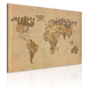 Canvas Tavla - Gamla världskarta - 60x40