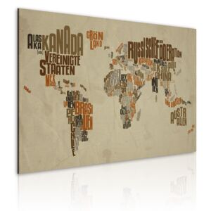 Canvas Tavla - Karta över världen (tyska) - 60x40