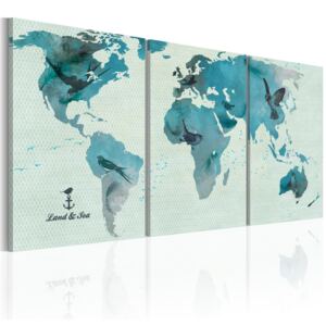 Canvas Tavla - Ornitologiska världskarta - 60x30