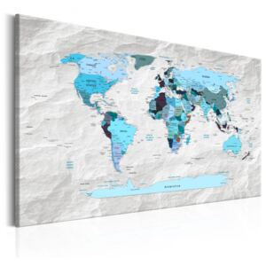 Canvas Tavla - World Map: Blue Pilgrimages - 60x40