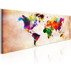Canvas Tavla - World Map: Colourful Ramble - 135x45