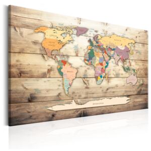 Canvas Tavla - World Map: Colourful Continents - 60x40