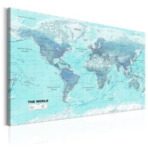 Canvas Tavla - World Map: Sky Blue World - 90x60