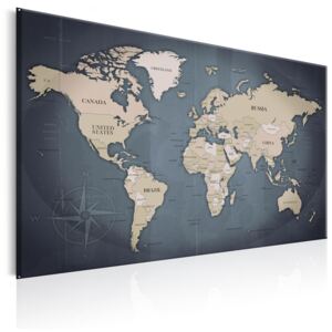 Canvas Tavla - World Map: Shades of Grey - 60x40