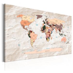 Canvas Tavla - World Map: Stony Oceans - 60x40