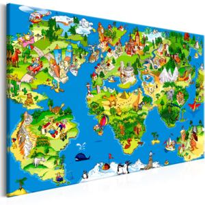 Canvas Tavla - Children's Map (1 del) Wide - 90x60
