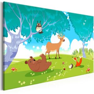 Canvas Tavla - Friendly Animals (1 del) Wide - 120x80
