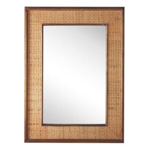 Spegel Ljusträ Rektangulär 54 x 74 cm Hangjord Granram Bambu Korgväv Boho Modern Beliani