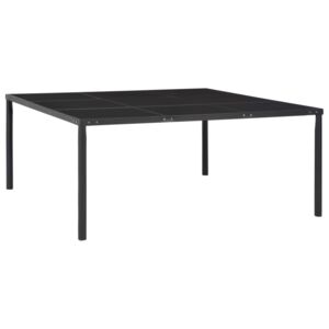 Trädgårdsbord svart 170x170x74,5 cm stål och glas
