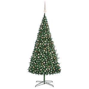 Plastgran med LED och julgranskulor 400 cm grön