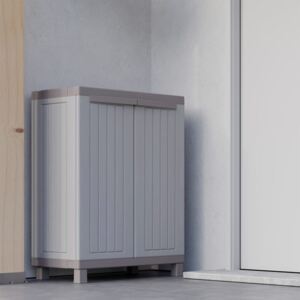 Förvaringsskåp med 2 dörrar 68x39x91,5 cm ljusgrå och beige