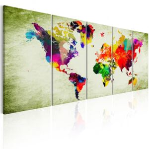 Canvas Tavla - Colourful Continents - 225x90