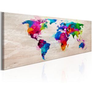 Canvas Tavla - World Map: Finesse of Colours - 135x45