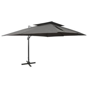 VidaXL Frihängande parasoll med ventilation antracit 400x300 cm