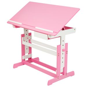 Tectake 400926 höj- och sänkbart skrivbord för barn - pink
