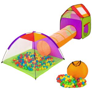 Tectake 401027 lektält med tunnel, 200 bollar och väska - flerfärgad