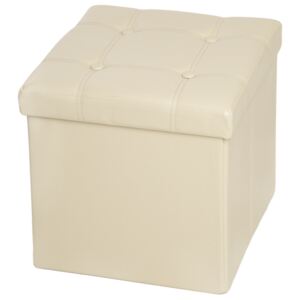 Tectake 401474 fällbar sittbänk med förvaringslåda kvadrat - beige