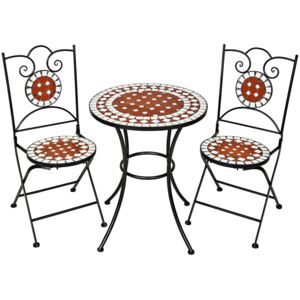Tectake 401637 caféset mosaik 2 stolar + bord, 60 cm diameter - brun