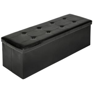 Tectake 401822 ihopfällbar sittbänk med förvaringsbox avlång - svart