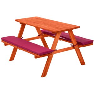 Tectake 403243 picknickbänk med sittdyna för barn - röd