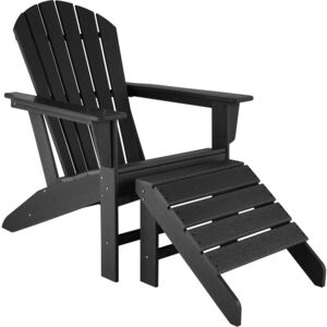 Tectake 403802 trädgårdsstol janis med fotpall joplin - svart