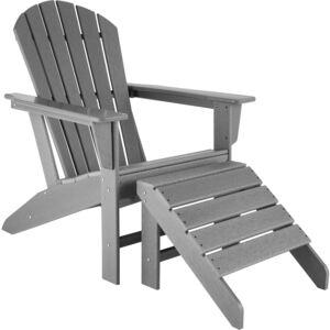 Tectake 403804 trädgårdsstol janis med fotpall joplin - grå