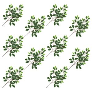 Konstgjorda blad fikus 10 st grön och vit 65 cm