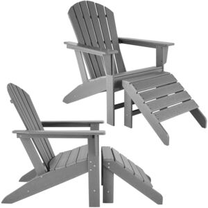 Tectake 403808 2-set trädgårdsstol janis med fotpall joplin - grå