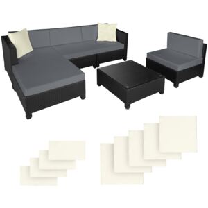 Tectake 403833 loungeset i konstrotting med aluminiumram, variant 2 - svart