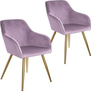 Tectake 404006 2x stol marilyn sammetsoptik guld - rosa/guld